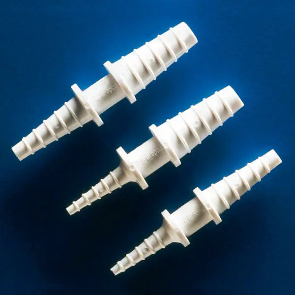 Straight tube connector with tapered ends 