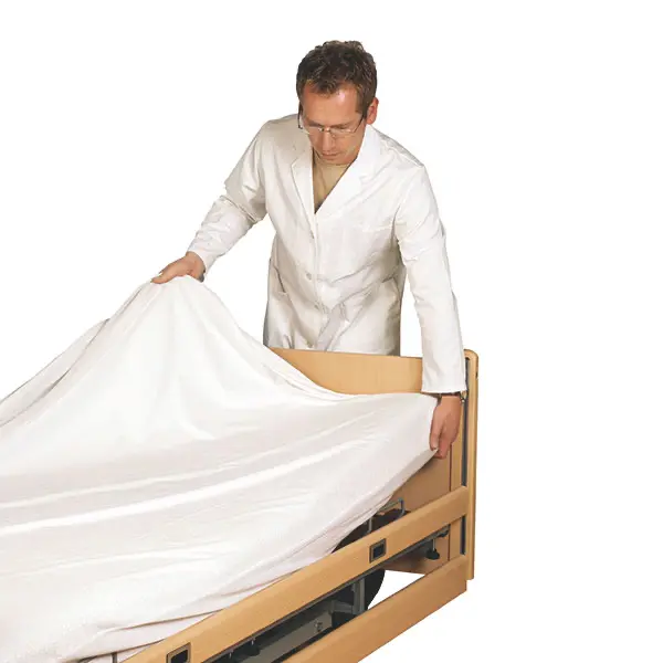 Frotteeplast Kinderbett-Spannbettuch, 2/3 plastifiziert
im Kopfteil nicht beschichtet | 70 x 140 cm