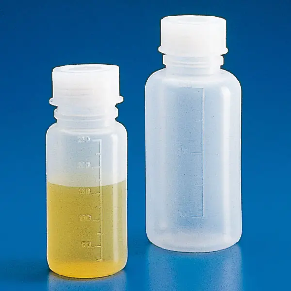 Wide mouth graduated bottles Polyethylene 50 ml | 38 mm (opening Ø  24 mm) | 88 mm | 10 ml | DIN GL32