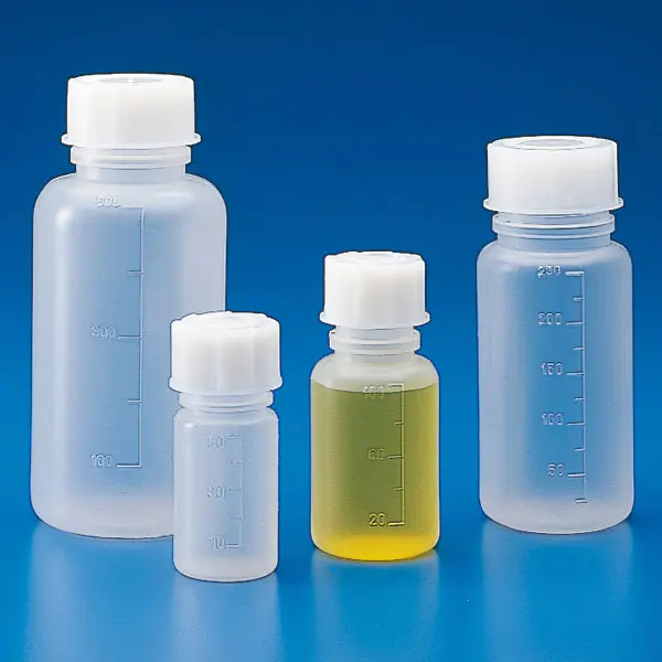 Graduated wide mouth bottles Polypropylene 50 ml | 38 mm (opening Ø 24 mm) | 88 mm | 10 ml | DIN GL32
