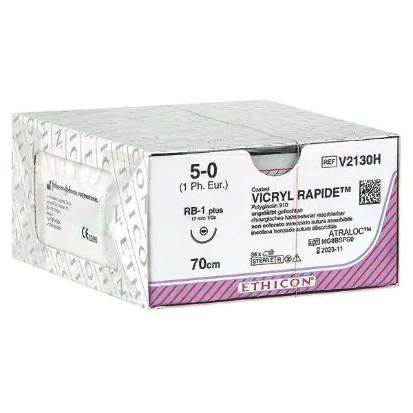 Vicryl Rapide, Ethicon RB1-Plus, non coloured plaited | 2 | 3/0 | 0,70 m