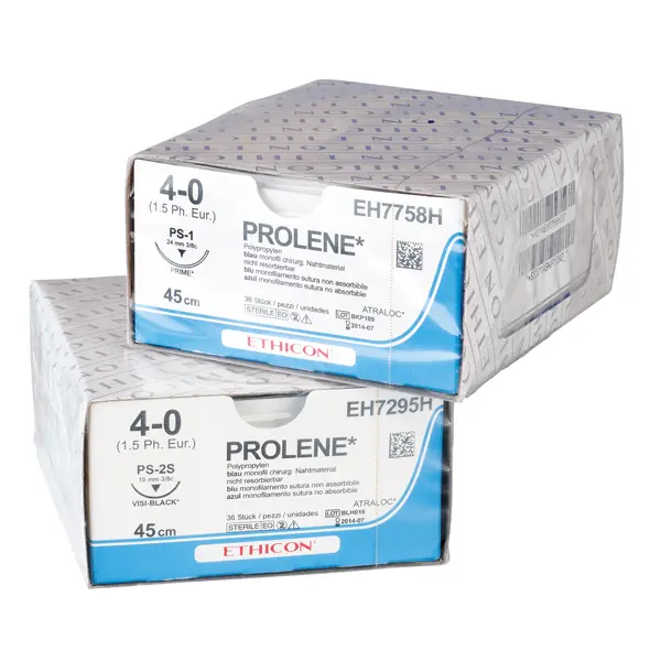 Prolene, Ethicon FS2, blue monofil | 1 | 5/0 | 0,45 m