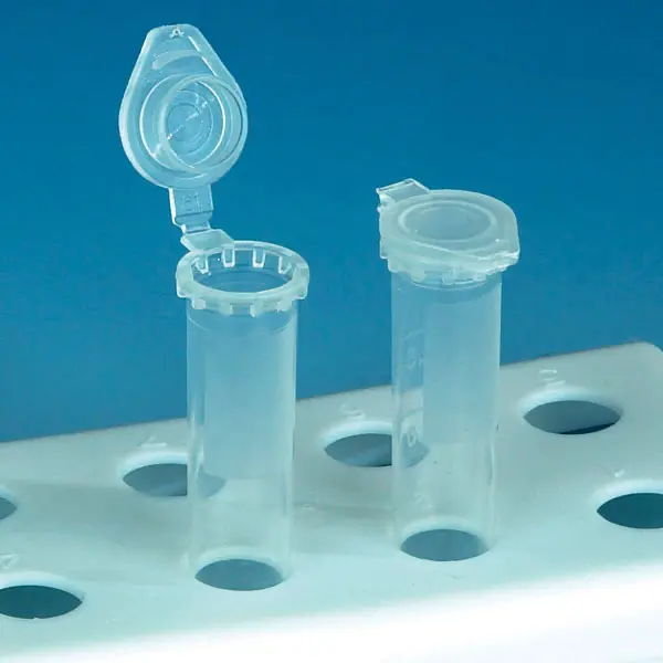 Round based sample tube with lid 