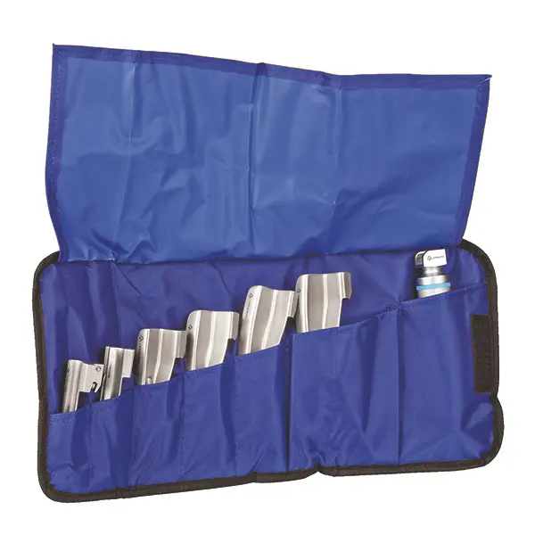 Rolling pouch for laryngoscope set Roll-up bag blue, for laryngoscope sets, empty