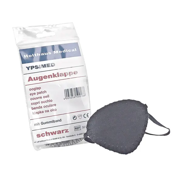 YPSIMED Augenklappe oval, mit Gummiband | schwarz | 100 Stück