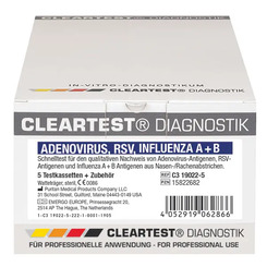Cleartest Adenovirus / RSV / Influenza A + B, Kombitest 